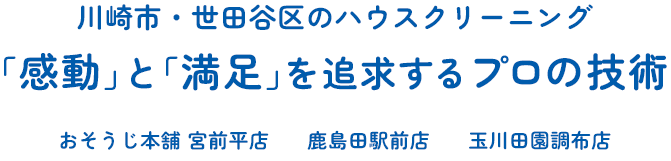 川崎市・世田谷区のハウスクリーニング 「感動」と「満足」を追求するプロの技術